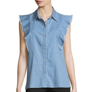 NWT 7 for all mankind denim ruffle shirt